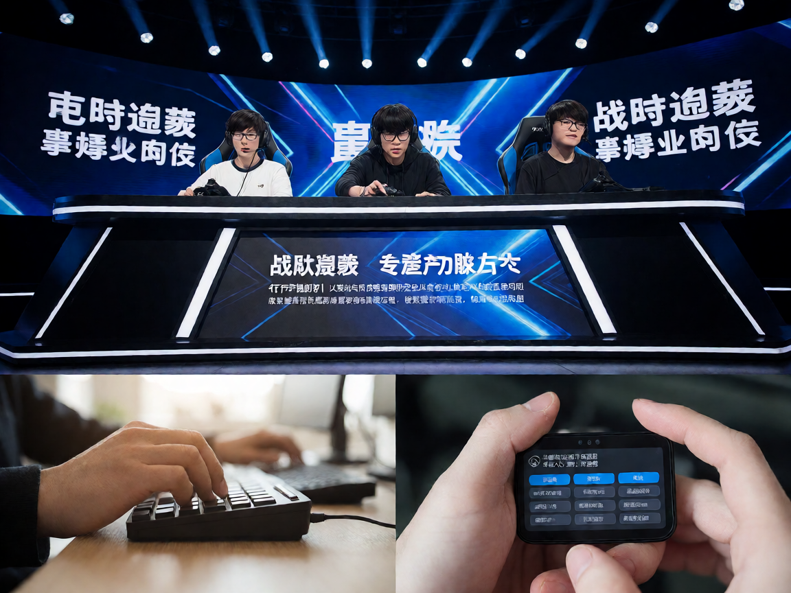 电竞比赛现场，选手在专业舞台上进行激烈对抗